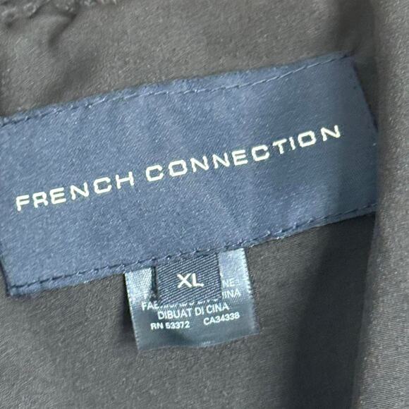 French Connection Dallow Faux Fur Bomber Jacket Chevron Brown Black Size XL - Picture 5 of 8